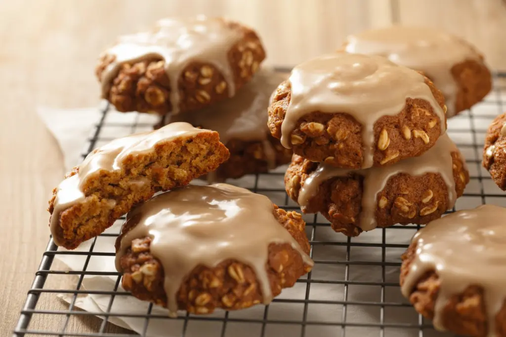 iced sourdough oatmeal cookies