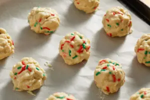 Christmas Cake Mix Cookies (so easy) 8 Tablespoon-sized cookies dough portions