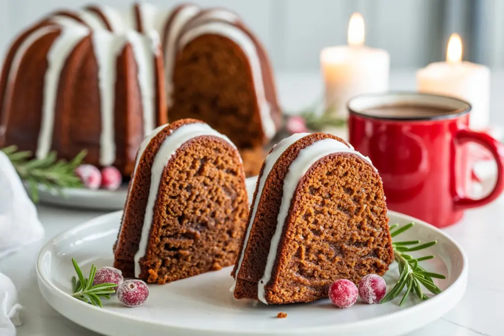 Gingerbread Bundt Cake 15 Sliced Gingerbread Bundt Cake served with cranberries