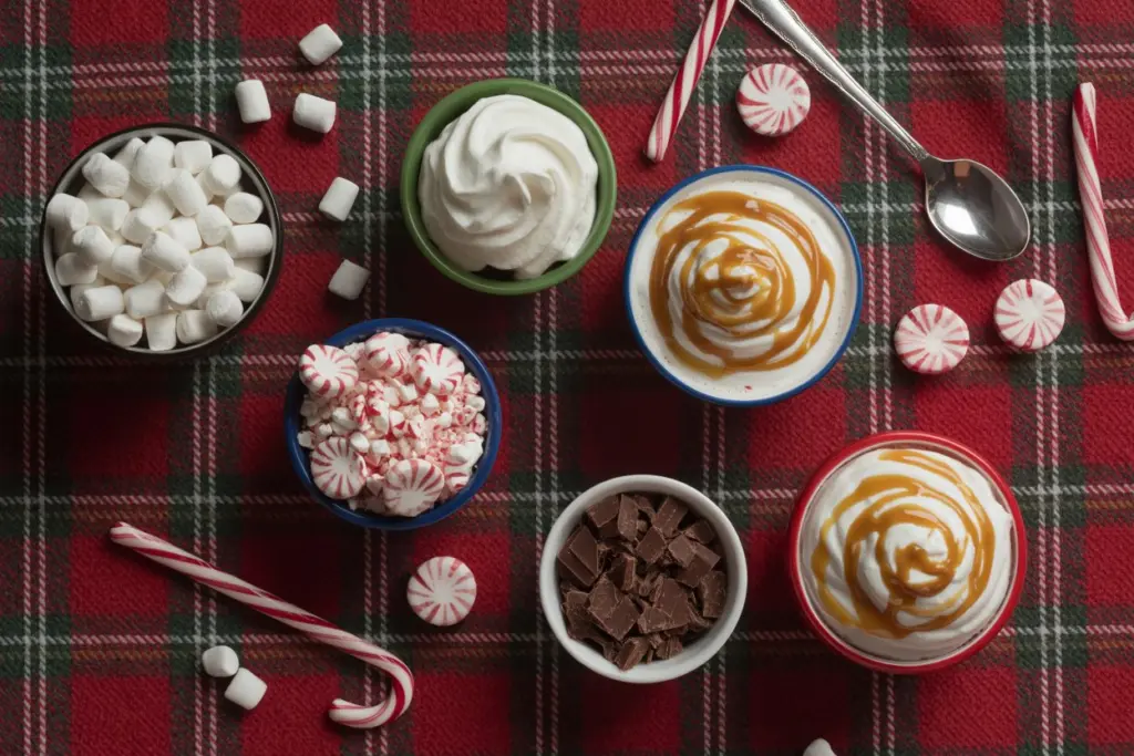 Peppermint Hot Chocolate 15 Peppermint Hot Chocolate Toppings Flat Lay