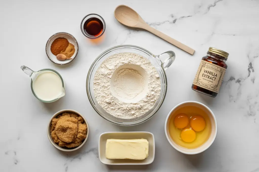 Gingerbread Bundt Cake 12 Gingerbread Bundt Cake ingredients flat lay