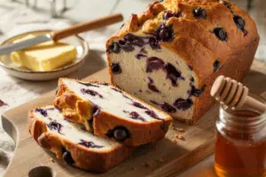 sliced golden-brown Sourdough Discard Blueberry Bread