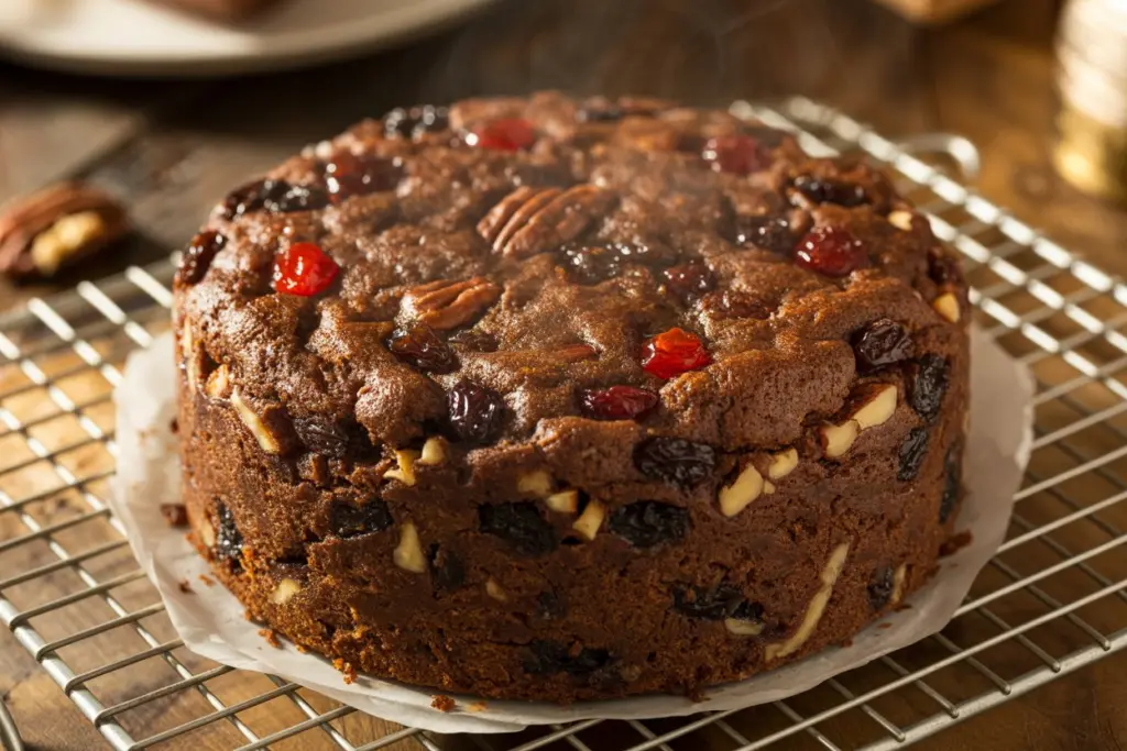 Old English Fruit Cake 15 Baked Old English Fruit Cake cooling on rack