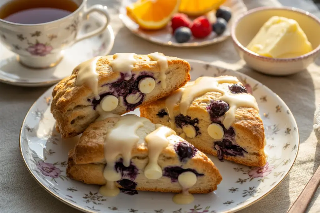 White chocolate chips blueberry scones sourdough discard