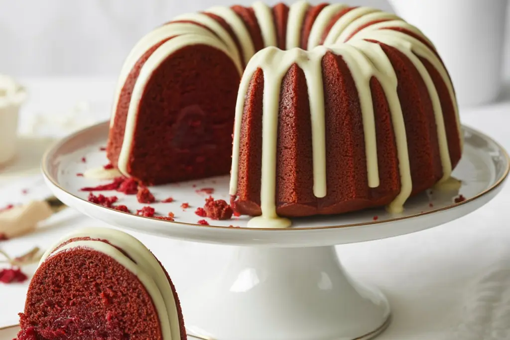 Red Velvet Bundt Cake with Cream Cheese Glaze Recipe Card