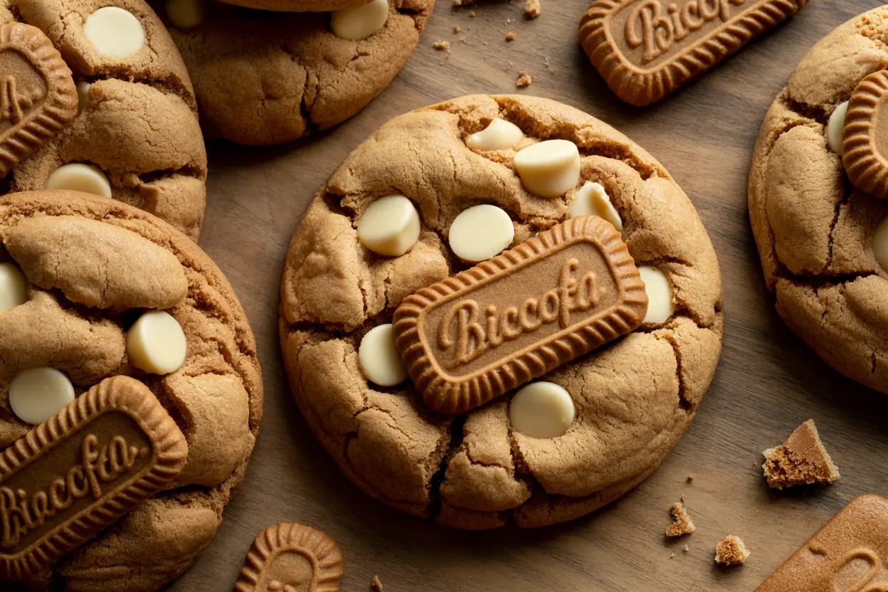 White Chocolate Chip Biscoff Cookies