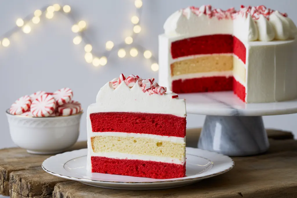Christmas Peppermint Cake with White Chocolate Buttercream - A Beautiful Holiday Dessert