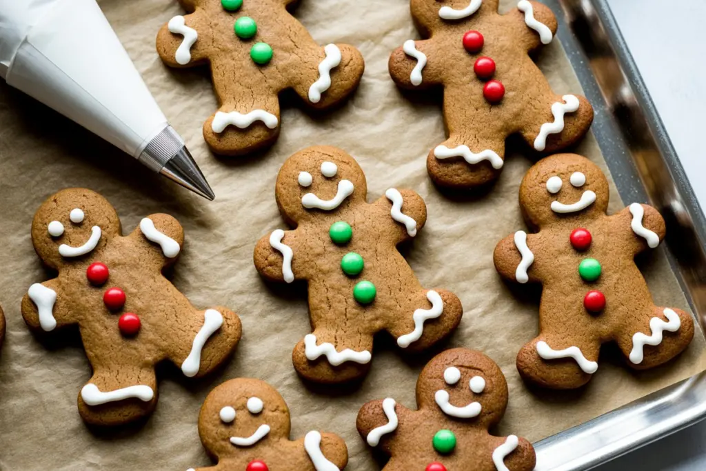 Perfectly decorated sourdough gingerbread cookies for the holidays
