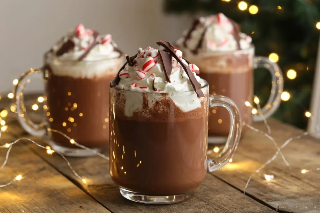 Peppermint Hot Chocolate 16 Festive Peppermint Hot Chocolate Served with Whipped Cream