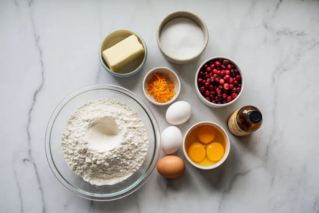Christmas Cranberry Pound Cake 16 Christmas Cranberry Pound Cake ingredients setup