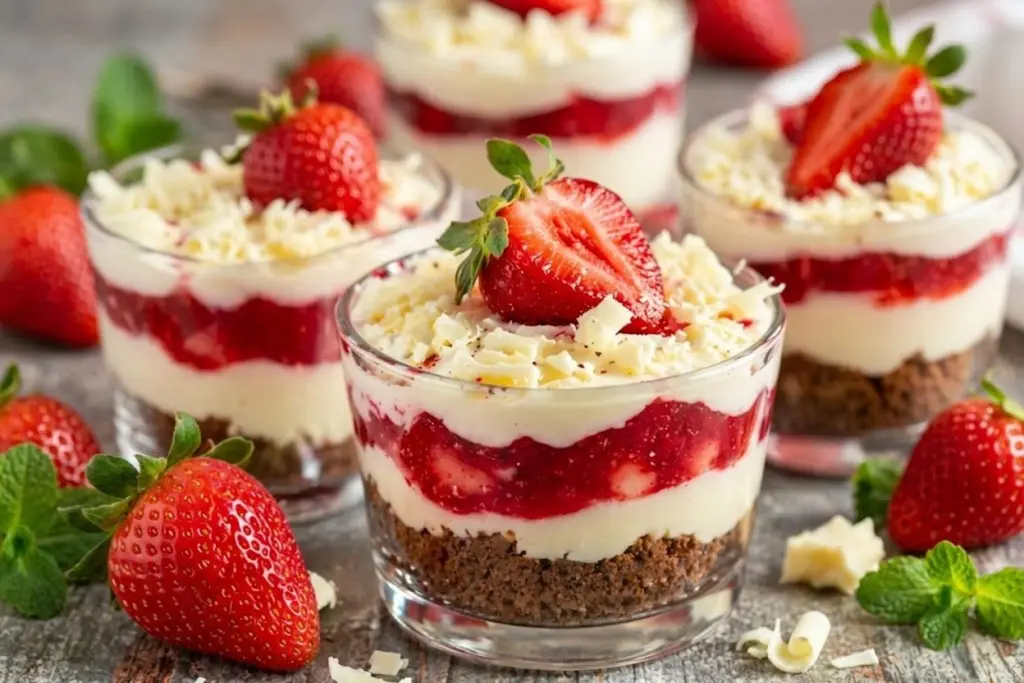 White Chocolate Strawberry Cheesecake Cups