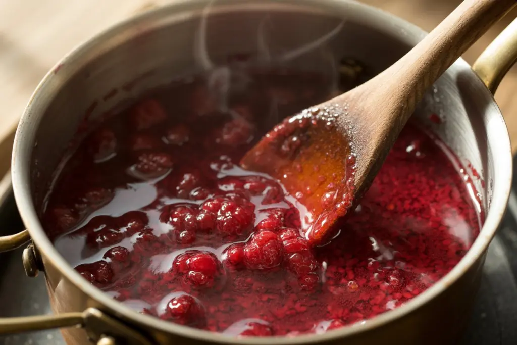 raspberry layer preparation for raspberry tiramisu
