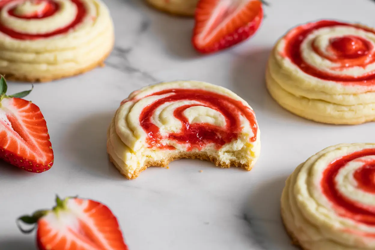 Strawberry Cheesecake Cookies (Strawberry Jam Swirl)