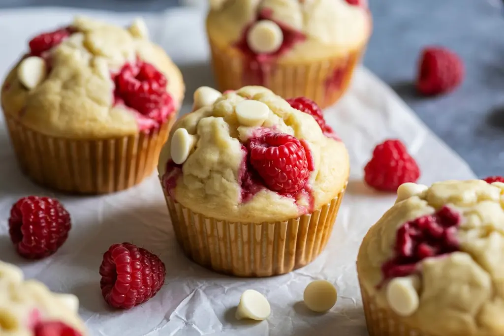 Sourdough Raspberry Muffins with White Chocolate Chips recipe card