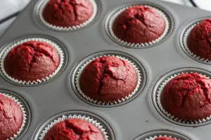 freshly baked red velvet cupcakes