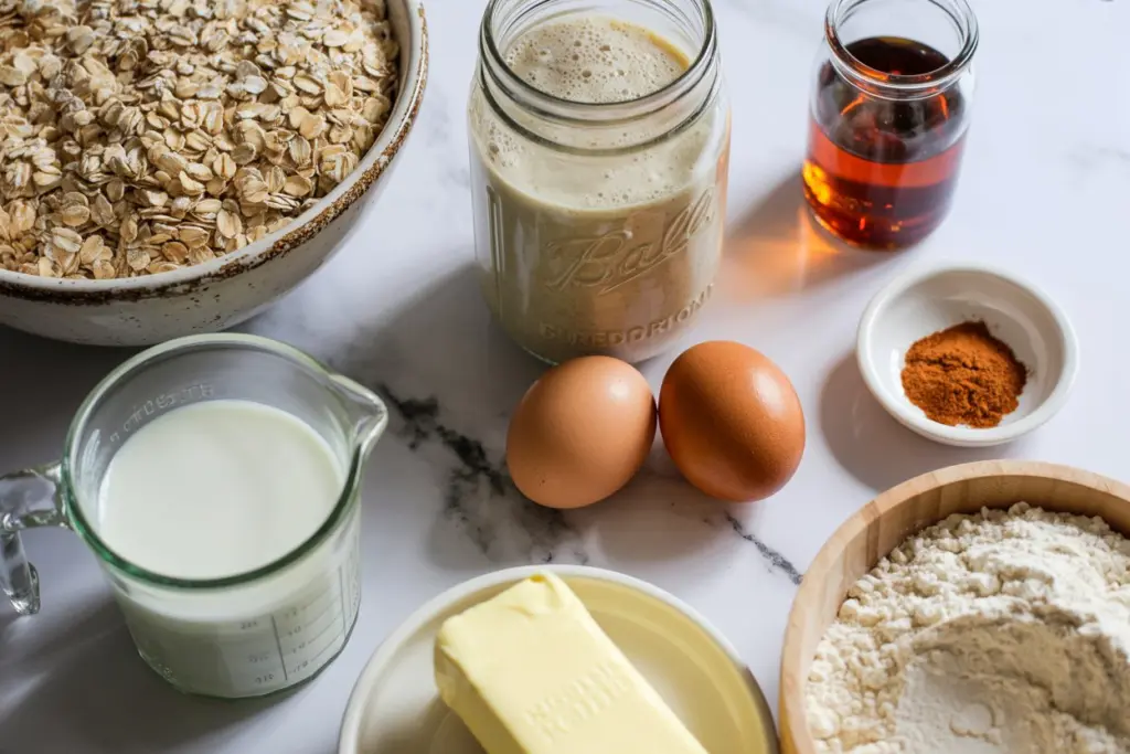sourdough-oatmeal-breakfast-bars-ingredients