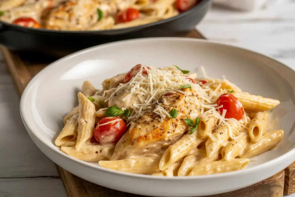 Ricotta Chicken Pasta with Tomatoes 3 Served Ricotta Chicken Pasta with Tomatoes bowl