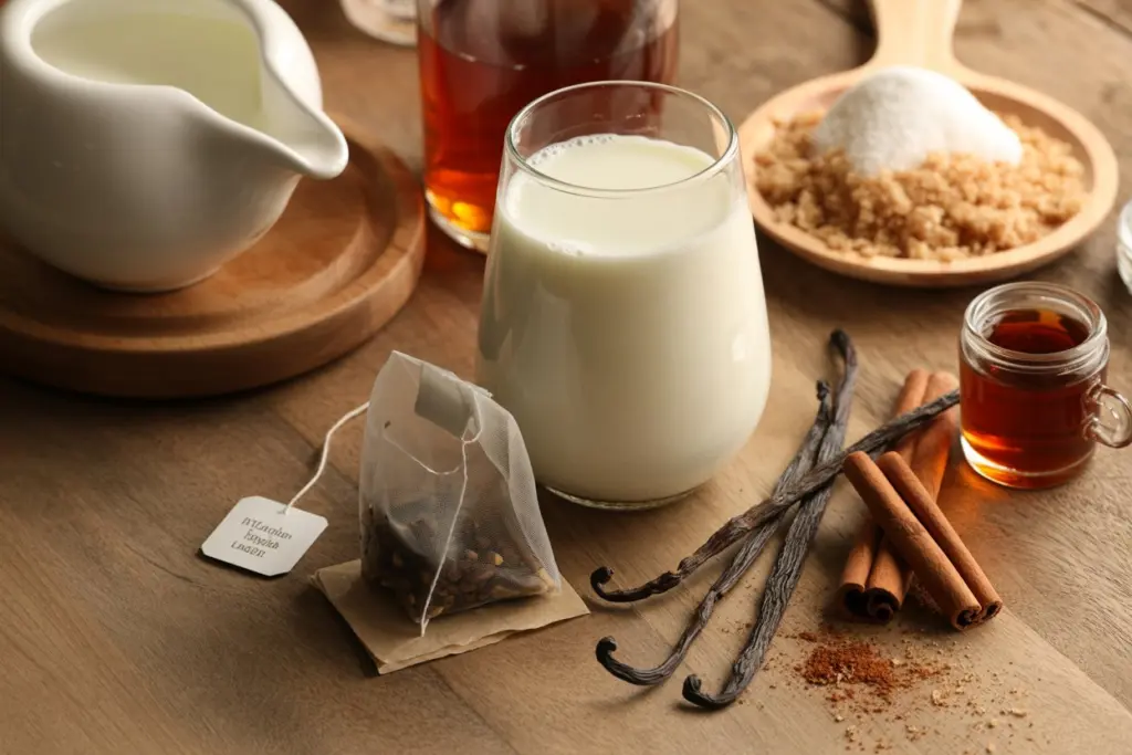 Creamy Vanilla Cinnamon Milk Tea 2 Ingredients for vanilla cinnamon milk tea