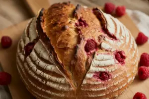 Raspberry Sourdough Bread with Cream Cheese