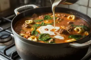 hearty Italian Sausage Spinach Tortellini Soup