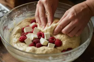 Raspberry sourdough dough