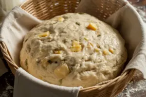 Italian Herbs and Cheese in Sourdough Bread dough