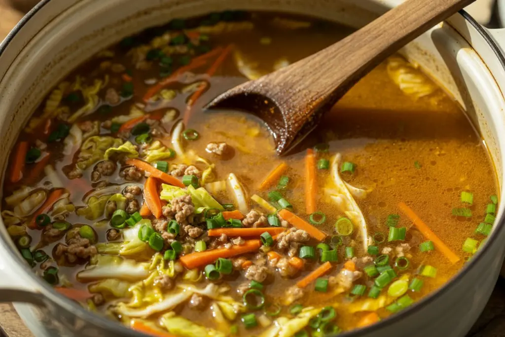 cooking egg roll soup in one pot