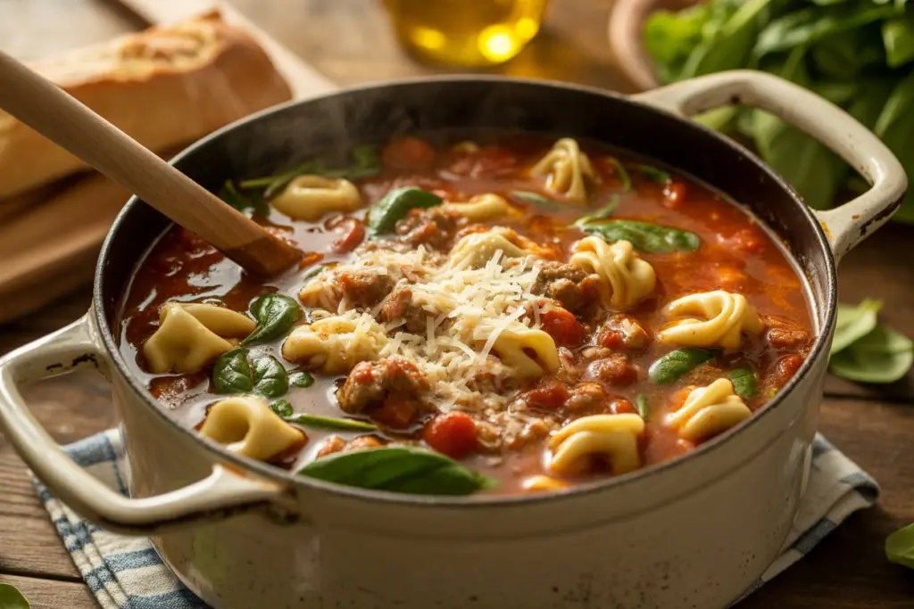 Sausage Spinach Tortellini Soup