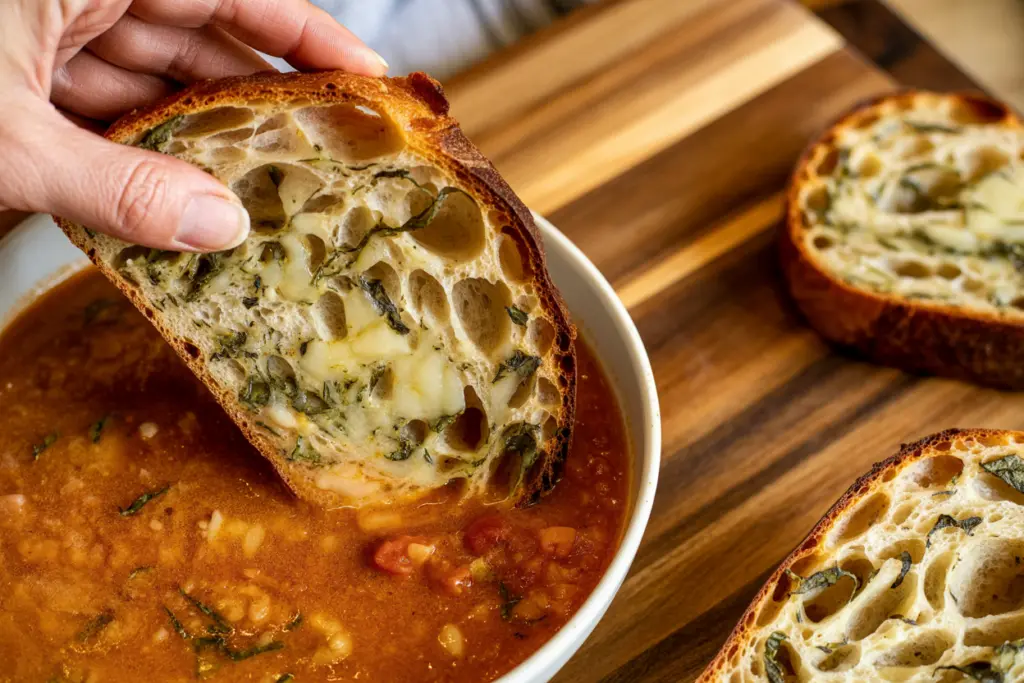 serving Cheese in Sourdough Bread with soup