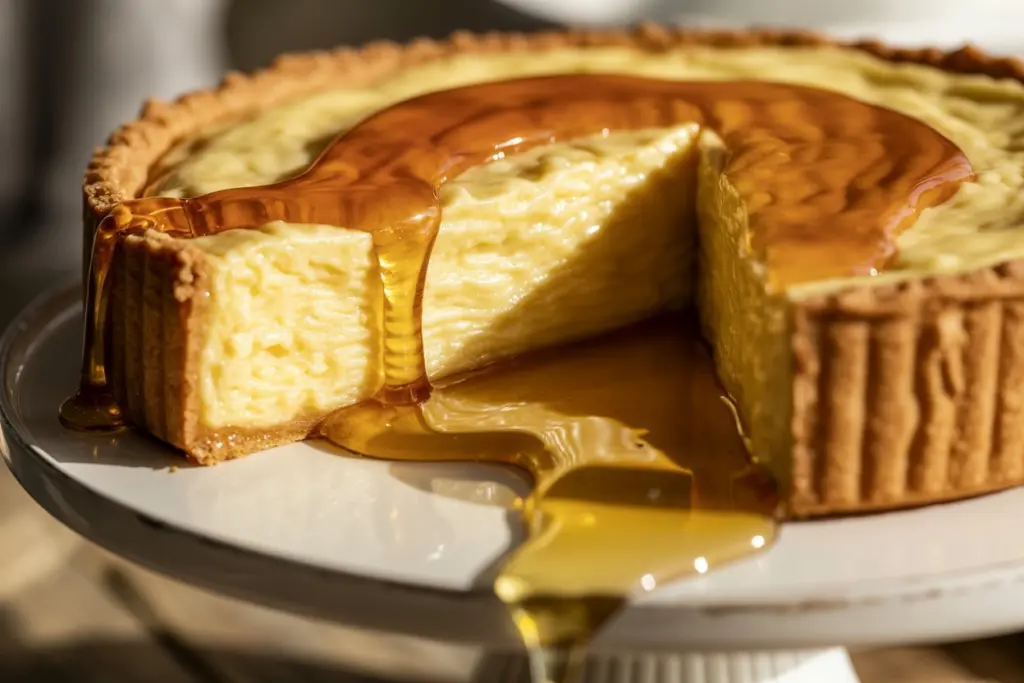 Honey pie served with honey