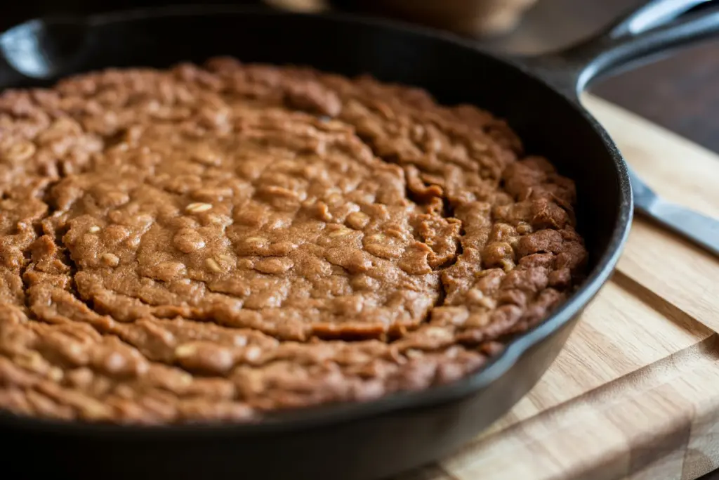 Pumpkin Oat Skillet Cookie with Sourdough Discard 3 baking skillet cookie with sourdough discard