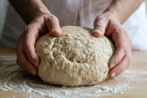 shaping-honey-oat-sourdough-bread.