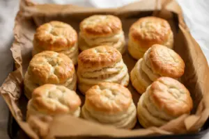 golden brown freshly Baked flaky biscuits