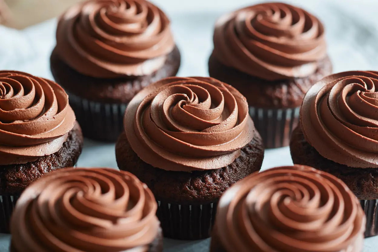 Chocolate Sourdough Cupcakes with Chocolate Frosting