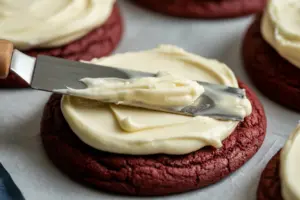 frosting sourdough red velvet cookies