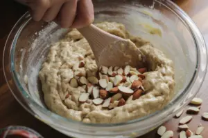 Sourdough Discard Biscotti dough with almonds