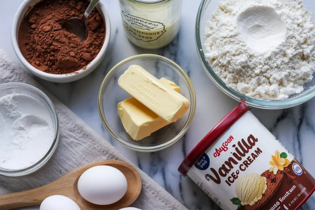 chocolate ice cream sandwiches ingredients with sourdough discard