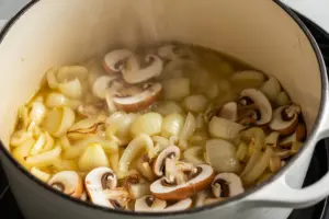 Easy Creamy Mushroom Soup 11 sliced baby bella mushrooms cooking