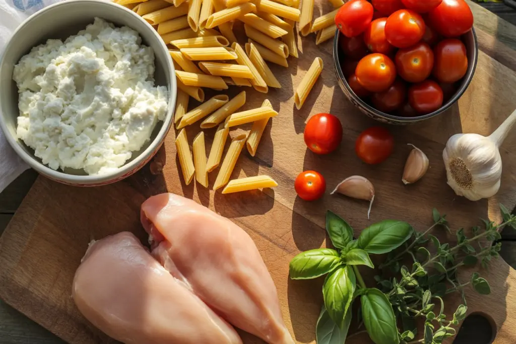 Ricotta Chicken Pasta with Tomatoes 2 Ingredients for Ricotta Chicken Pasta with Tomatoes