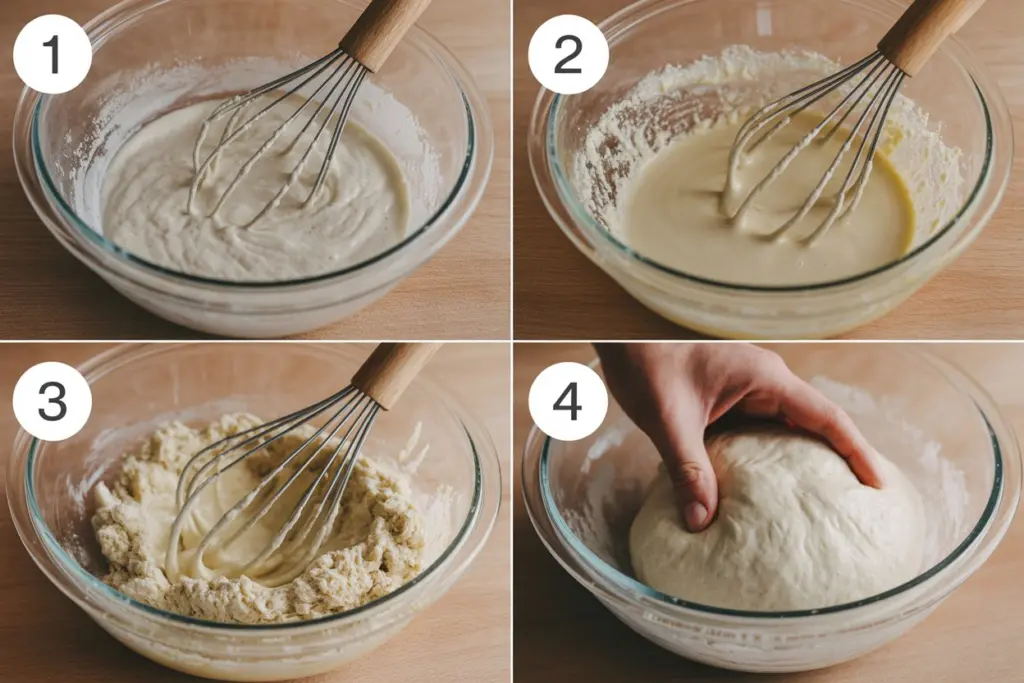 Mixing easy sourdough sandwich bread dough