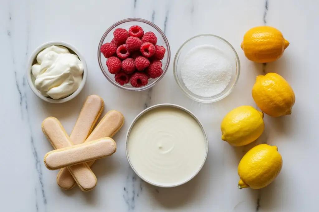 ingredients for raspberry tiramisu recipe