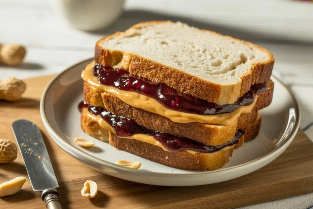 Classic PB&J Sandwiches with sourdough sandwich bread