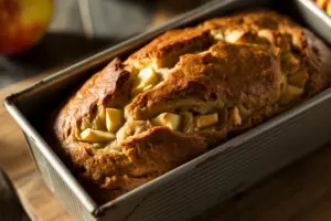 freshly baked moist sourdough apple bread