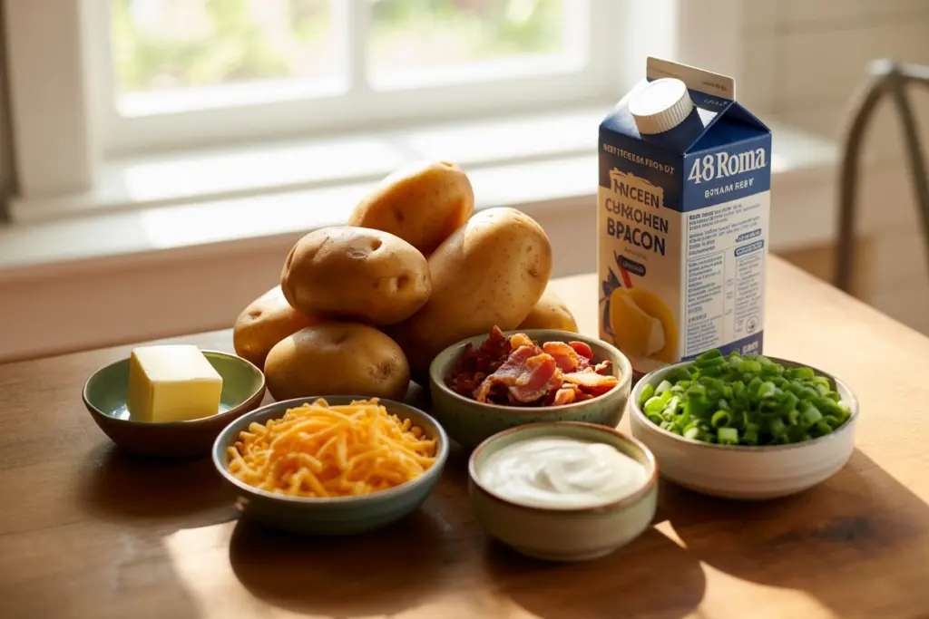 Loaded Potato Soup 3 Loaded Potato Soup Ingredients on Counter