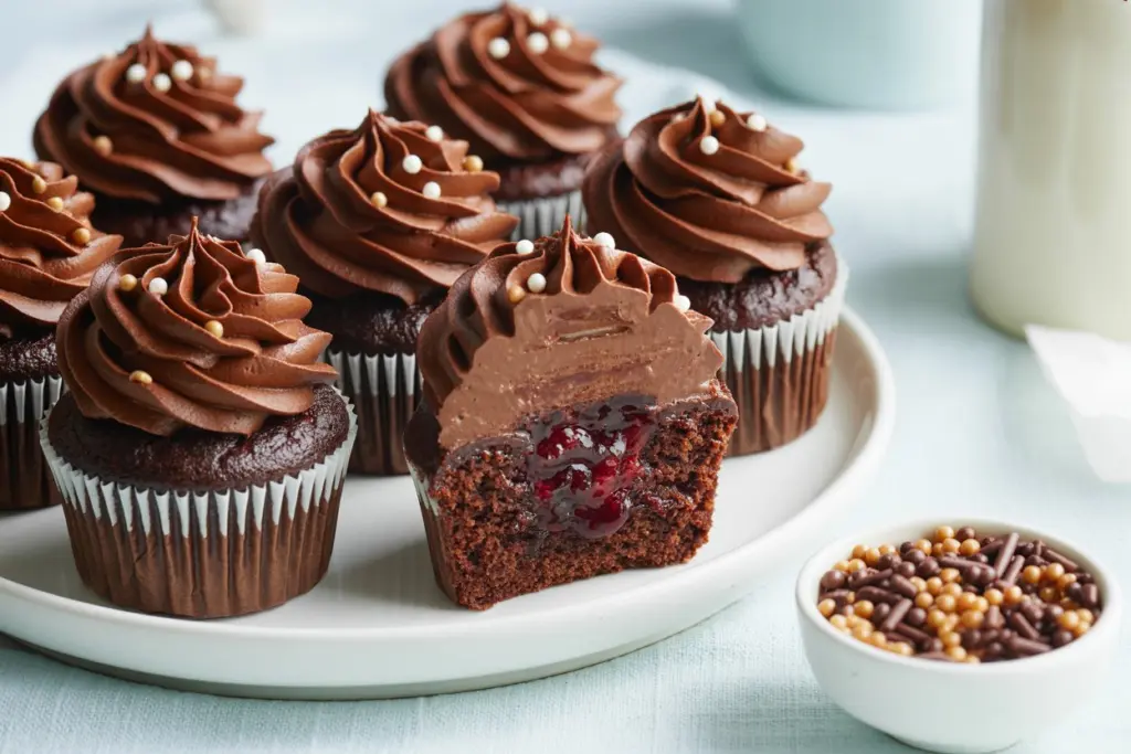 Filled Chocolate Sourdough Cupcakes
