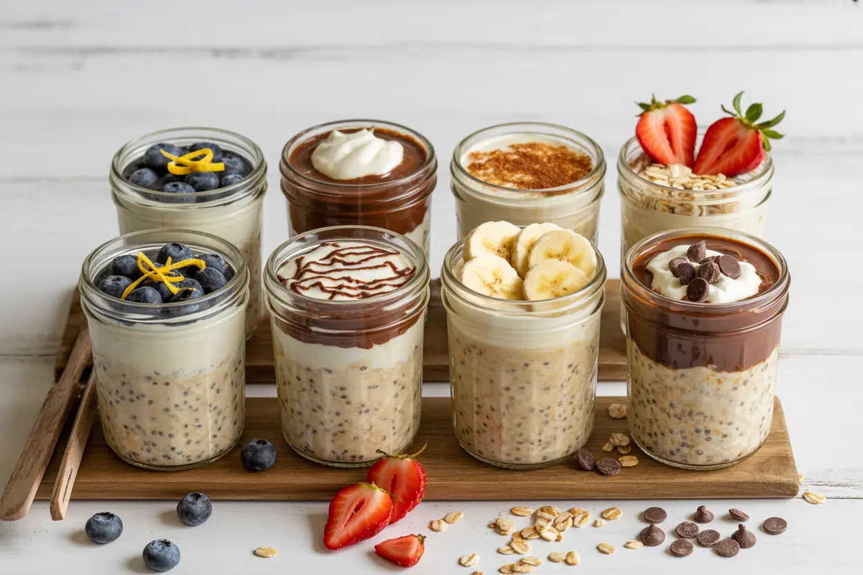 Healthy Overnight Oats Recipe (10 Flavor Toppings)