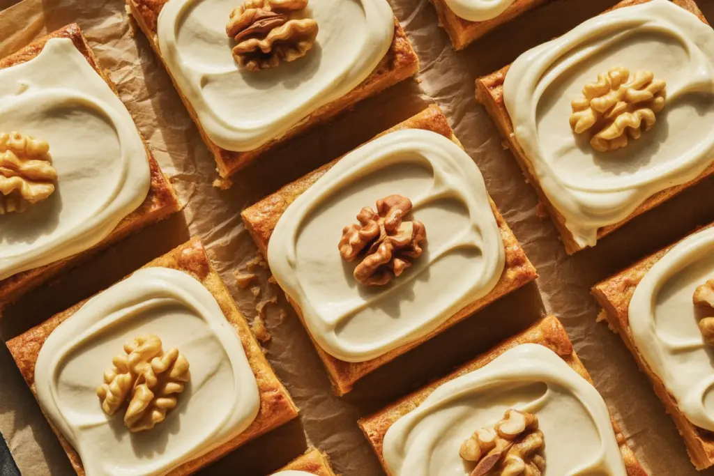 Serving sourdough banana bars on a plate