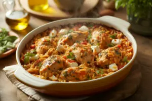 Greek Chicken Orzo Casserole