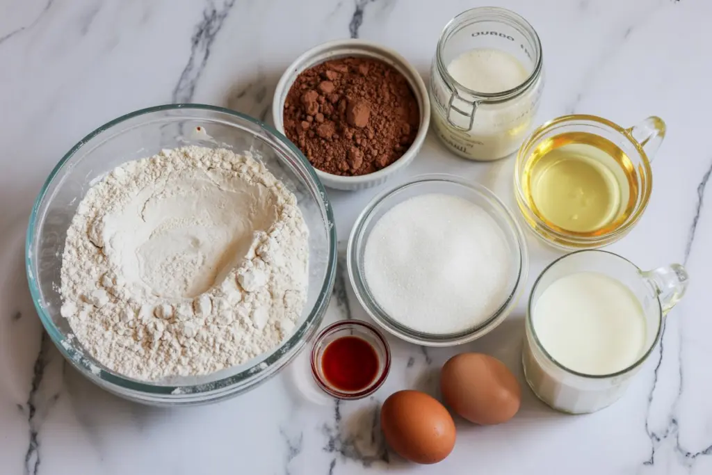 ingredients for sourdough red velvet cupcakes
