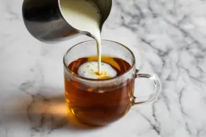 Pour the spiced orange tea into mugs